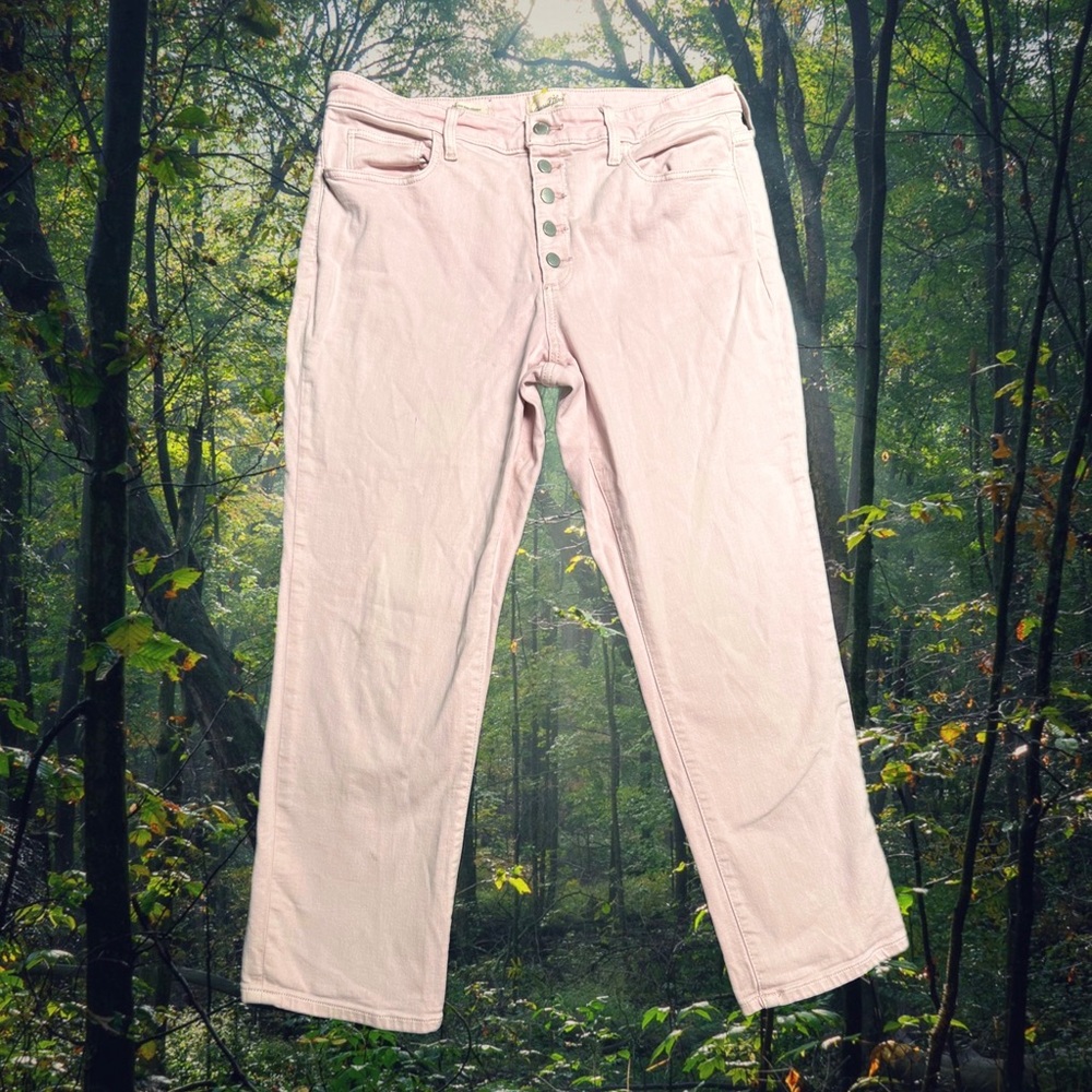 light pink high waisted straight leg jeans